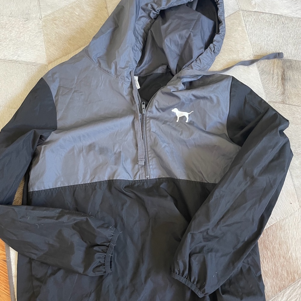 VICTORIA'S SECRET PINK WINDBREAKER HALF ZIP HOODIE